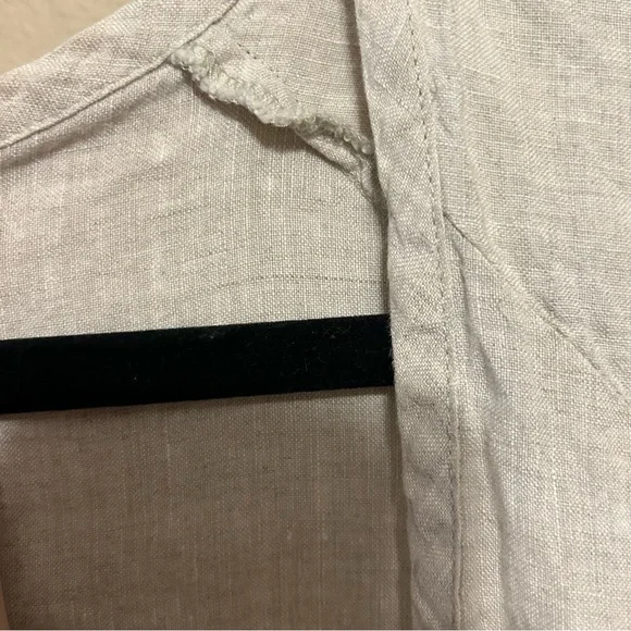 Match Point USA Linen Open Front Beige Cardigan Sz L Boho Natural Fiber Basic - Picture 7 of 8